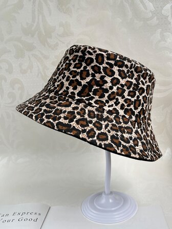 1 pieza Sombrero cubo unisex con patrón de leopardo casual para exterior