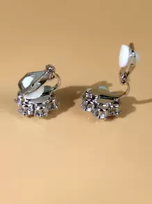 2 chiếc hoa tai bằng đồng sang trọng với đá Cubic Zirconia tròn lấp lánh và đá Zirconia hình kim cương, thích hợp để đeo hàng ngày, ngày lễ tình nhân, mẹ, mẹ, ngày của mẹ, quà tặng - Bạc - Xem 4