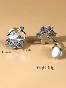 2 chiếc hoa tai bằng đồng sang trọng với đá Cubic Zirconia tròn lấp lánh và đá Zirconia hình kim cương, thích hợp để đeo hàng ngày, ngày lễ tình nhân, mẹ, mẹ, ngày của mẹ, quà tặng - Bạc - Xem 5