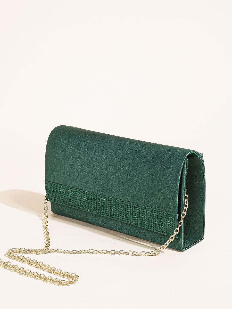 Túi Vuông Nắp Nhỏ Trang Trí Kim Cương Giả, Ví Cô Dâu Hoàn Hảo Cho Các Sự Kiện Tiệc Cưới, Dạ Hội & Tiệc - Màu xanh lá cây đậm - Xem 1