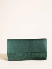 Túi Vuông Nắp Nhỏ Trang Trí Kim Cương Giả, Ví Cô Dâu Hoàn Hảo Cho Các Sự Kiện Tiệc Cưới, Dạ Hội & Tiệc - Màu xanh lá cây đậm - Xem 2