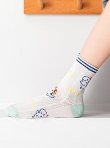 5雙小男童卡通圖案中筒襪 - 彩色 - 查看 4