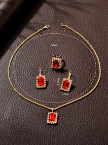 4入組/套水鑽裝飾首飾套裝 - 彩色 - 查看 3