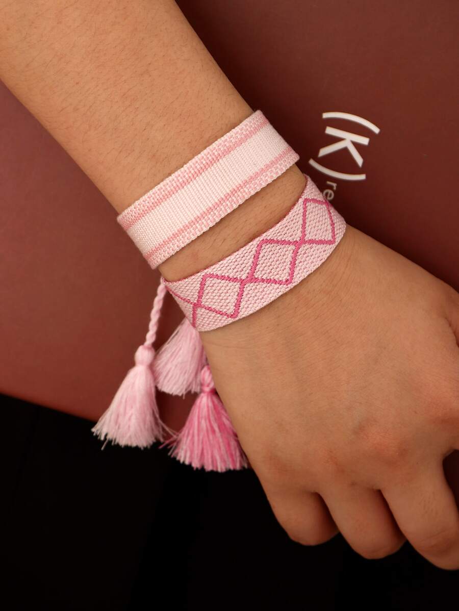 2pcs/set Tassel Decor Bracelet - Multicolor - View 1