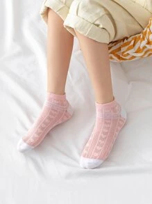 5對女童網眼卡通兔子短襪 - 彩色 - 查看 2