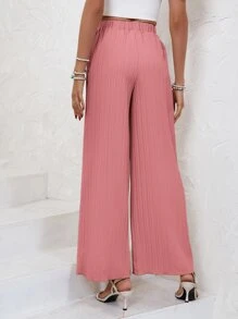 SHEIN Frenchy Solid Wide Leg Trousers - Dusty Pink - View 2
