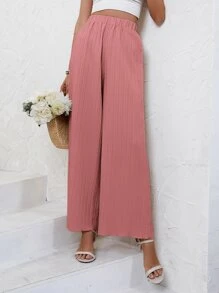 SHEIN Frenchy Solid Wide Leg Trousers - Dusty Pink - View 6
