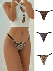 3pcs Heart Print Seamless Thong - Multicolor - View 4