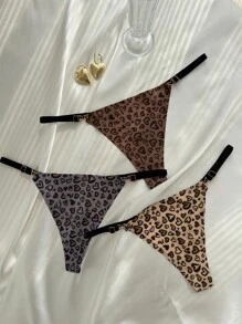 3pcs Heart Print Seamless Thong - Multicolor - View 7