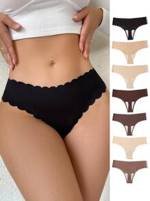 NudeFit 7pack Scallop Trim Solid Brief - Multicolor - View 1