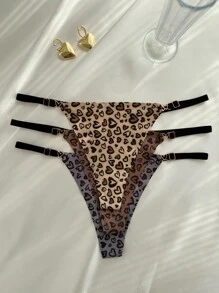 3pcs Heart Print Seamless Thong - Multicolor - View 1