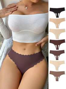 NudeFit 7pack Scallop Trim Solid Brief - Multicolor - View 3