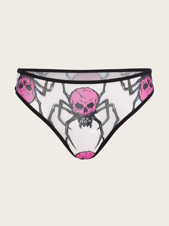 Höschen mit Schädel & Spinne Muster, Mesh