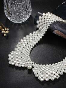 1入組女士人造珍珠裝飾奢華風格項圈