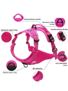 Truelove 1pc No Pull Pet Harness For Cat And Dog For Outdoor - Hot Pink - View 5