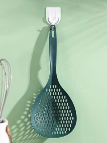 1pc Plastic Strainer With Handle, Minimalist Noodle Colander For Kitchen - Dark Green - View 4