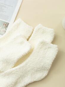 4雙素色中筒襪 - 白色 - 查看 5