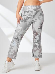 大碼紮染寬腰帶喇叭運動褲