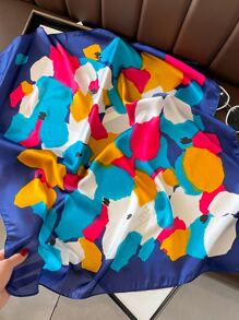1 件女士仿丝几何印花围巾，春夏必备扎发饰品，时尚百搭配饰 - 彩色 - 查看 2