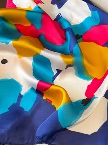 1 件女士仿丝几何印花围巾，春夏必备扎发饰品，时尚百搭配饰 - 彩色 - 查看 4