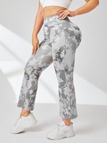 大碼紮染寬腰帶喇叭運動褲