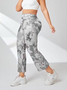 大碼紮染寬腰帶喇叭運動褲