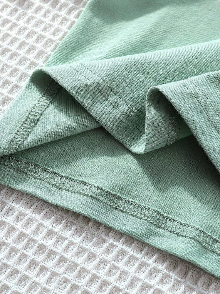 Toddler Girls Letter Patched Detail Tee & Shorts - Mint Green - View 3