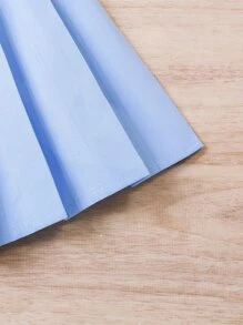 SHEIN Tween Girl 字母图案 T 恤和百褶裙 - 藍白色 - 查看 7