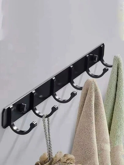 Gancho de aleación de aluminio de 1 pieza, gancho de pared negro clásico para el hogar