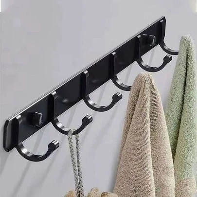 Gancho de aleación de aluminio de 1 pieza, gancho de pared negro clásico para el hogar