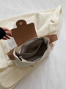 Colourblock Hobo Bag Medium Flap - Multicolor - View 3