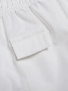 Toddler Boys Flap Pocket Side Drawstring Waist Cargo Shorts - White - View 4