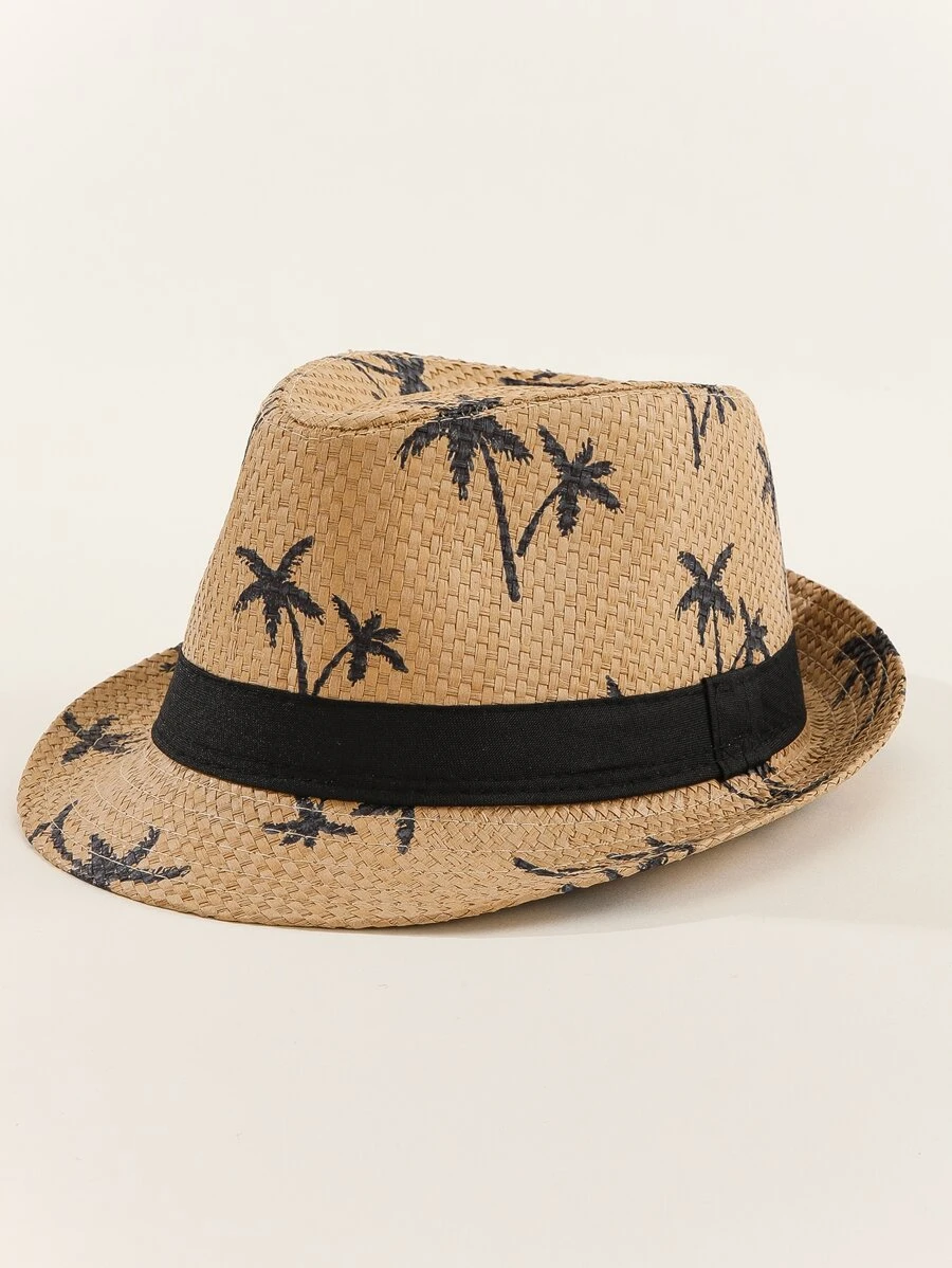 1 Mũ Boho Nam In Hình Cây Dừa Cho Kỳ Nghỉ - Màu Khaki - Xem 1