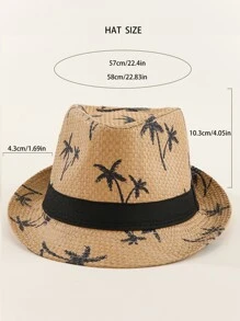 1 Mũ Boho Nam In Hình Cây Dừa Cho Kỳ Nghỉ - Màu Khaki - Xem 3
