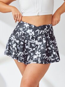 大碼紮染圖案寬腰帶腰運動裙褲帶手機袋