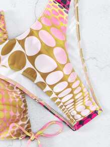 SHEIN Swim Summer Beach Polka Dot Halter Triangle Bikini Set With Beach Skirt - Multicolor - View 3