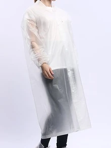 1pc EVA Drawstring Hooded Raincoat, Portable Waterproof Rain Jacket For Outdoor - White - View 4