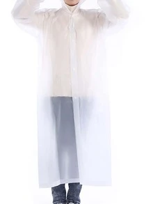 1pc EVA Drawstring Hooded Raincoat, Portable Waterproof Rain Jacket For Outdoor - White - View 5