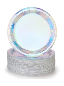 30个/套一次性纸盘，派对用全息一次性圆形纸盘