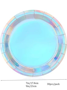 30个/套一次性纸盘，派对用全息一次性圆形纸盘