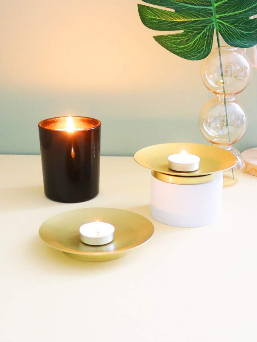 2pcs/set 	Iron Candle Holder, Modern Golden Candle Stand For Home - Gold - View 1