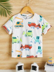 SHEIN Toddler Boys Cartoon Graphic Tee - Multicolor - View 1