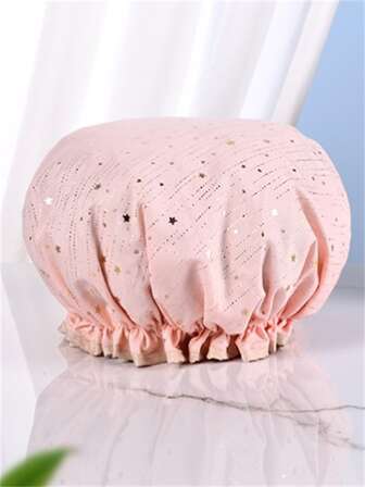 1入組星形圖案浴帽浴室現代滌綸防水浴帽