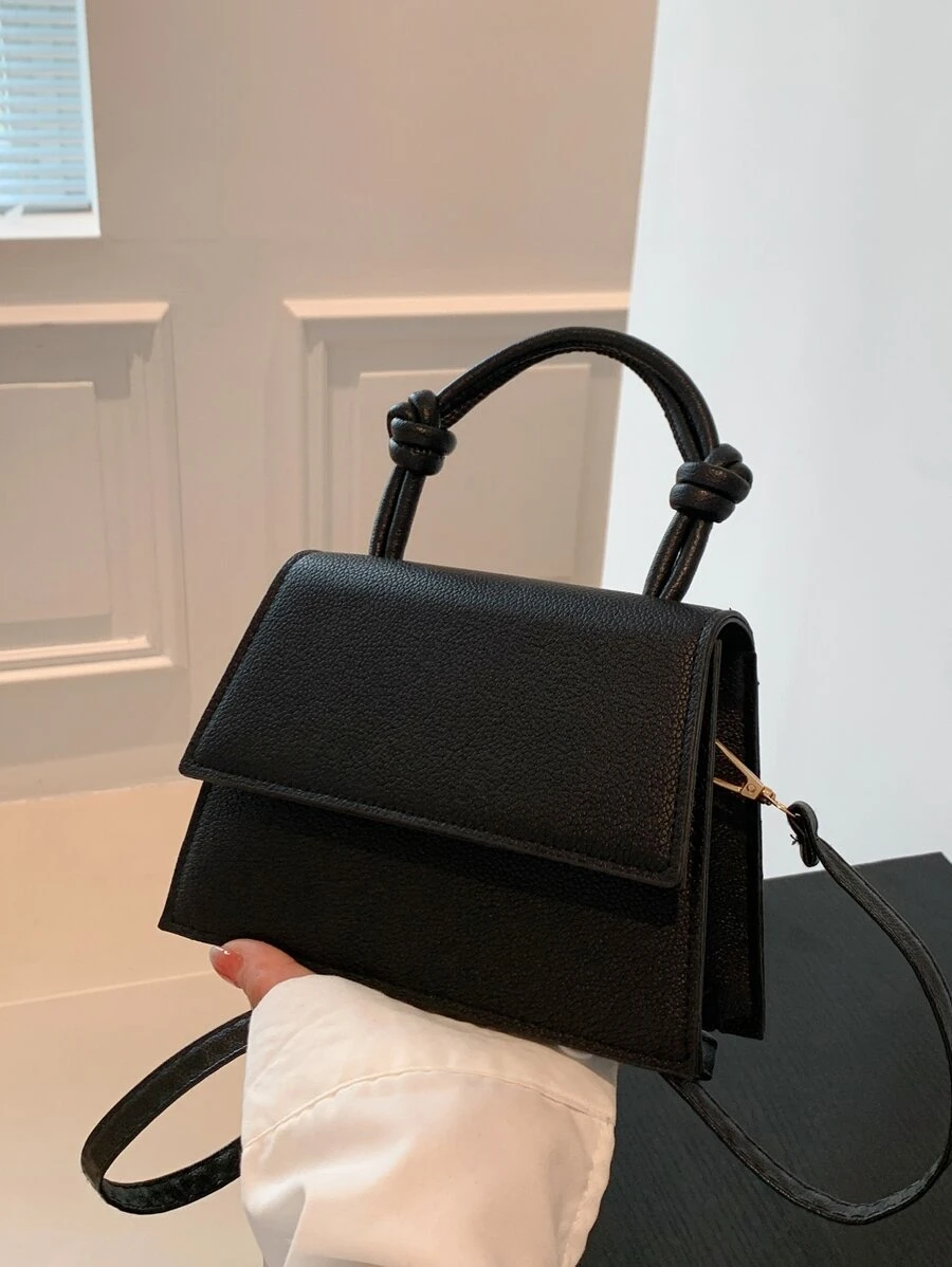 Mini Flap Square Bag Knot Decor Handle Minimalist For Teen Girls Women College Students,Rookies & White-collar Workers Perfect for Office,Work ,Business,Commute Best Work Bag for Women