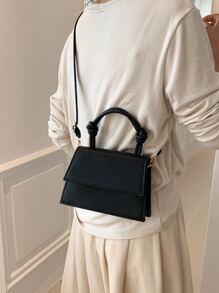 Mini Flap Square Bag Knot Decor Handle Minimalist For Teen Girls Women College Students,Rookies & White-collar Workers Perfect for Office,Work ,Business,Commute Best Work Bag for Women