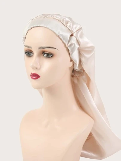 1入組女士柔軟光滑的緞面頭巾，彈性頭套護理睡眠帽，尺寸超大適合自然捲髮和卷髮，寬鬆舒適適合晚間睡眠