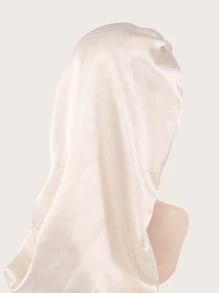 1件装女士柔软丝滑缎面发帽，弹性护发睡眠帽，特大号，适合自然卷发和卷发，宽松舒适，适合夜间睡眠。 - 米色 - 查看 3