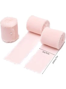 1roll Polyester Gift Ribbon, Creative Solid Color Gift Wrapping Filament For Party - Baby Pink - View 2