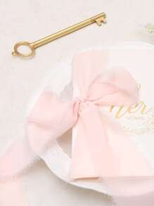 1roll Polyester Gift Ribbon, Creative Solid Color Gift Wrapping Filament For Party - Baby Pink - View 4
