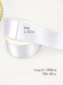 1roll Polyester Gift Ribbon, Creative Solid Color Gift Wrapping Filament For Party - White - View 2